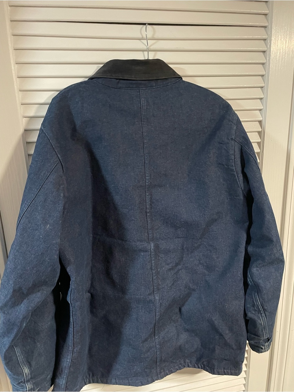 Dickies Men’s Navy Blue Denim Work Jacket with Black Corduroy Collar - Picture 2 of 6